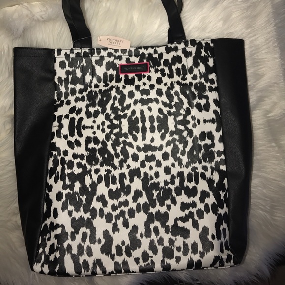 Victoria's Secret Handbags - VICTORIA’S SECRET black and white cheetah tote bag